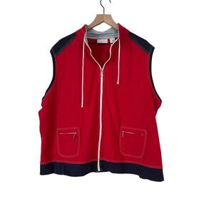 Drapers & Damons Womens Red, Blue and White Full Zip Vest Size 2X Nautical